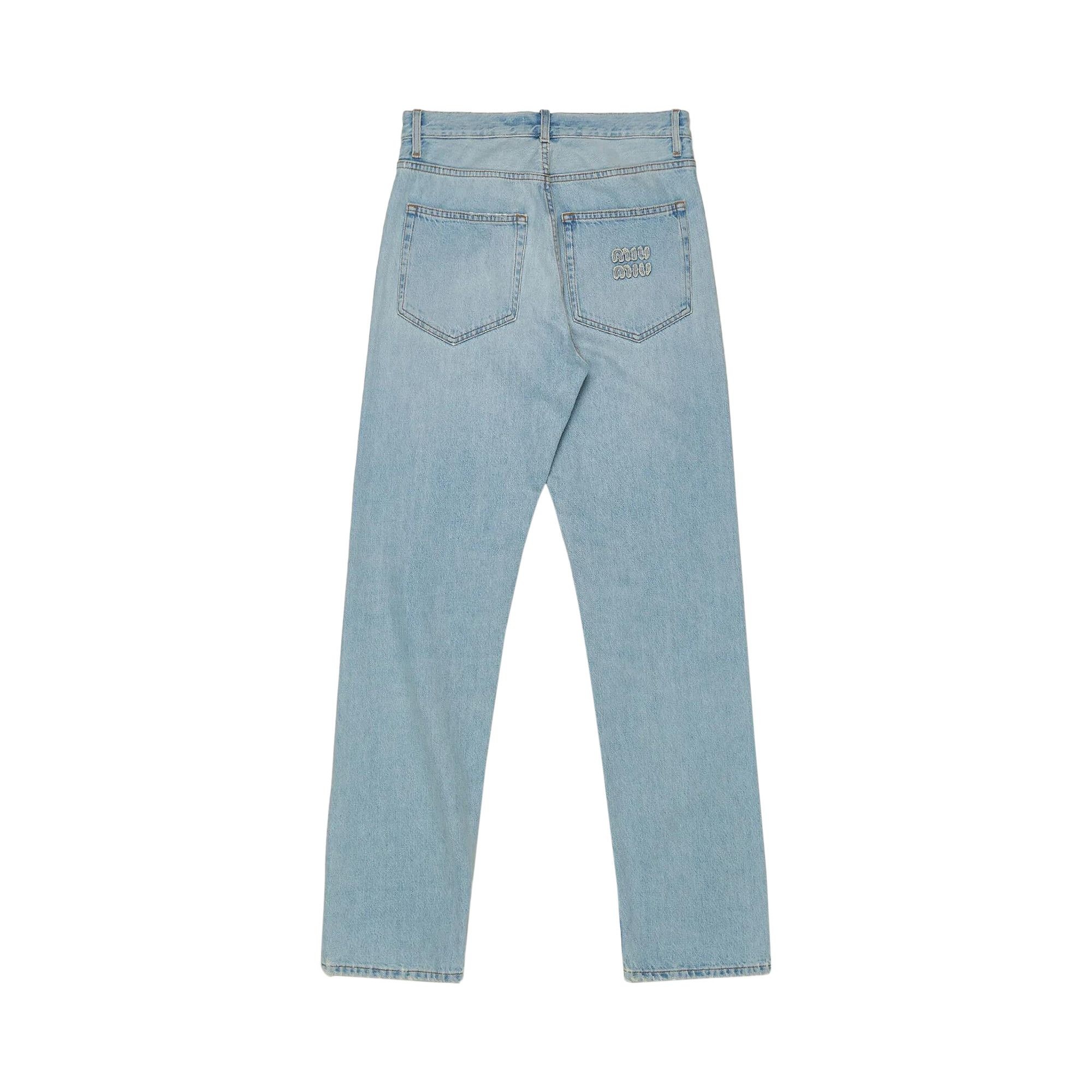 Miu Miu Logo Patch Jeans 'Indigo' - 2
