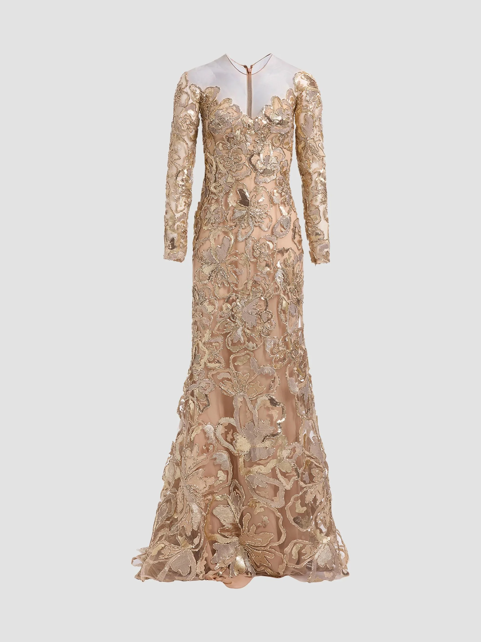 Women's Raffia Embroidered Gown - Gold - 1