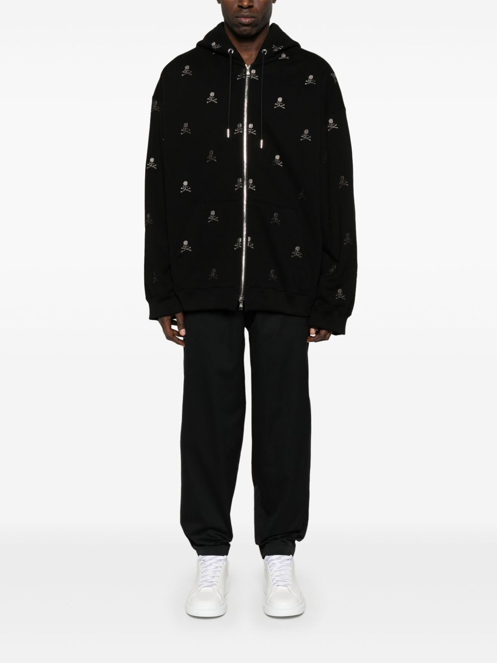 skull-embroidered hoodie - 2