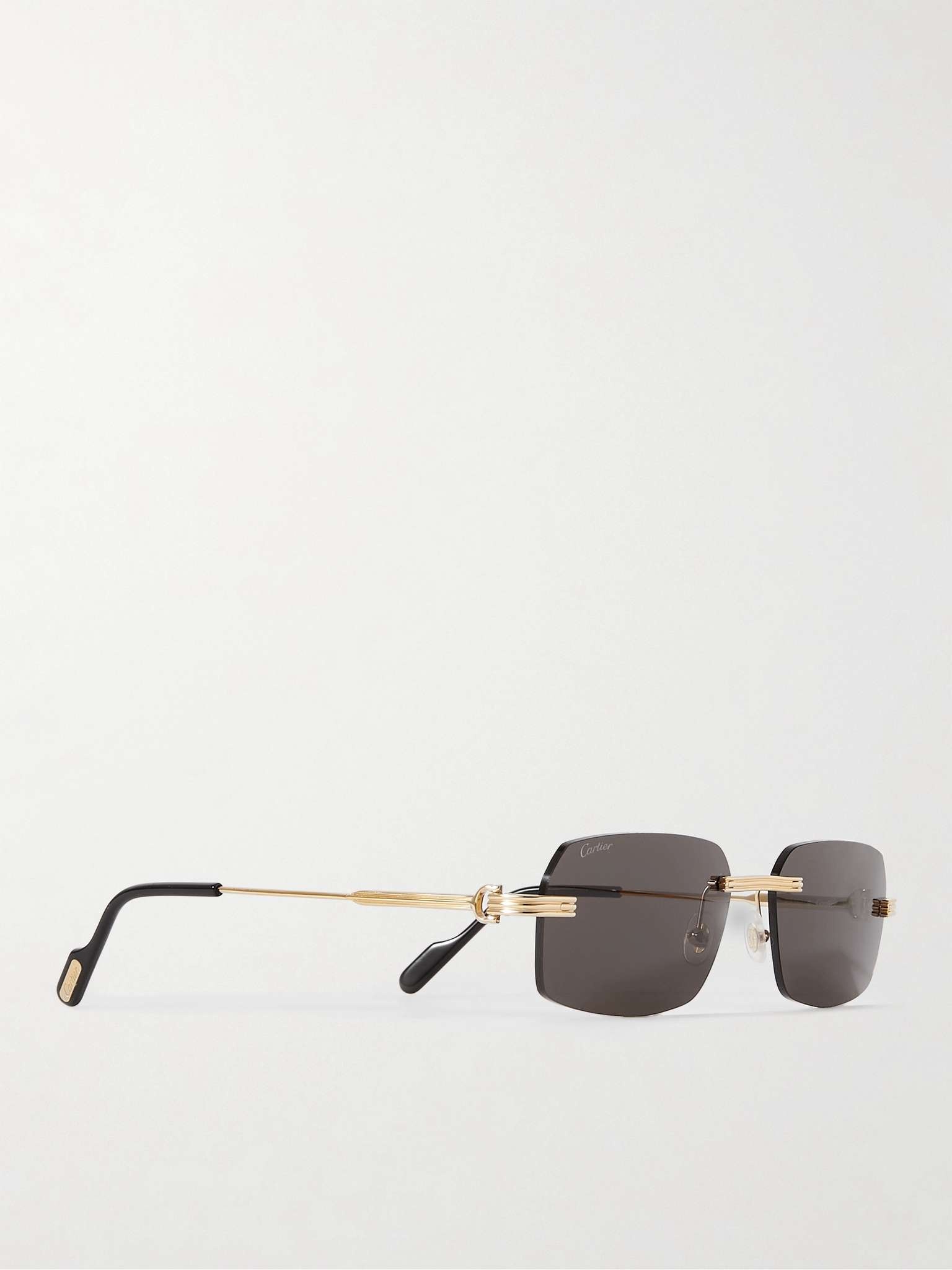 Rimless Rectangular-Frame Gold-Tone Sunglasses - 3