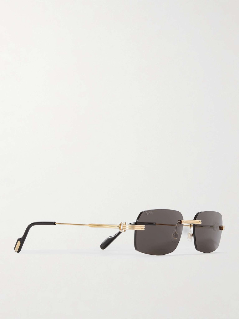 Rimless Rectangular-Frame Gold-Tone Sunglasses 3