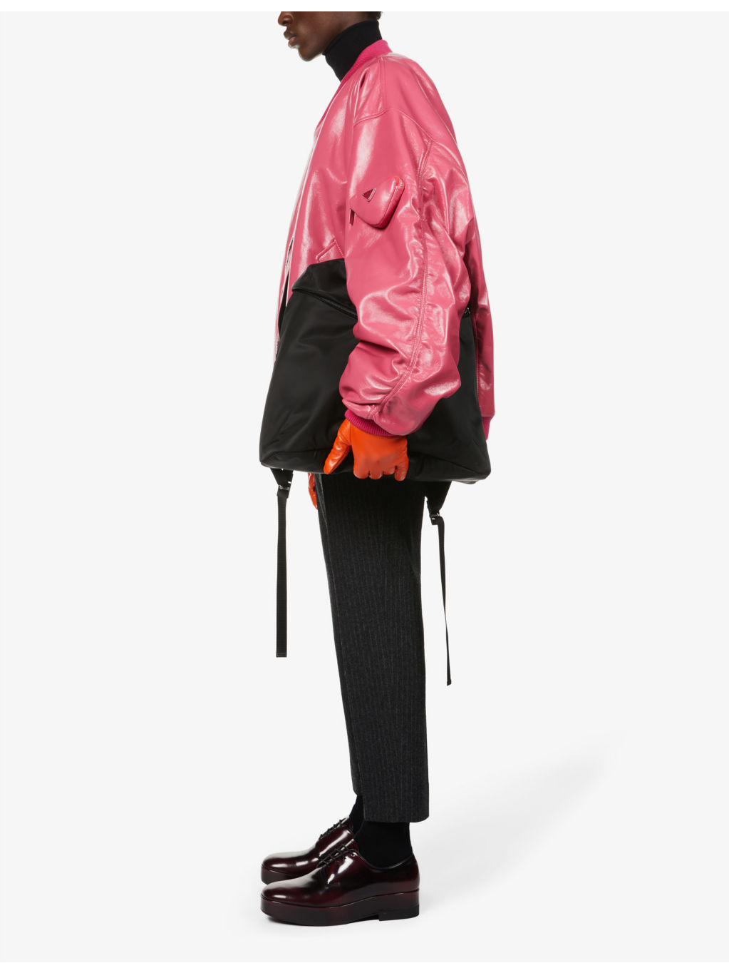Oversized leather bomber jacket - 2