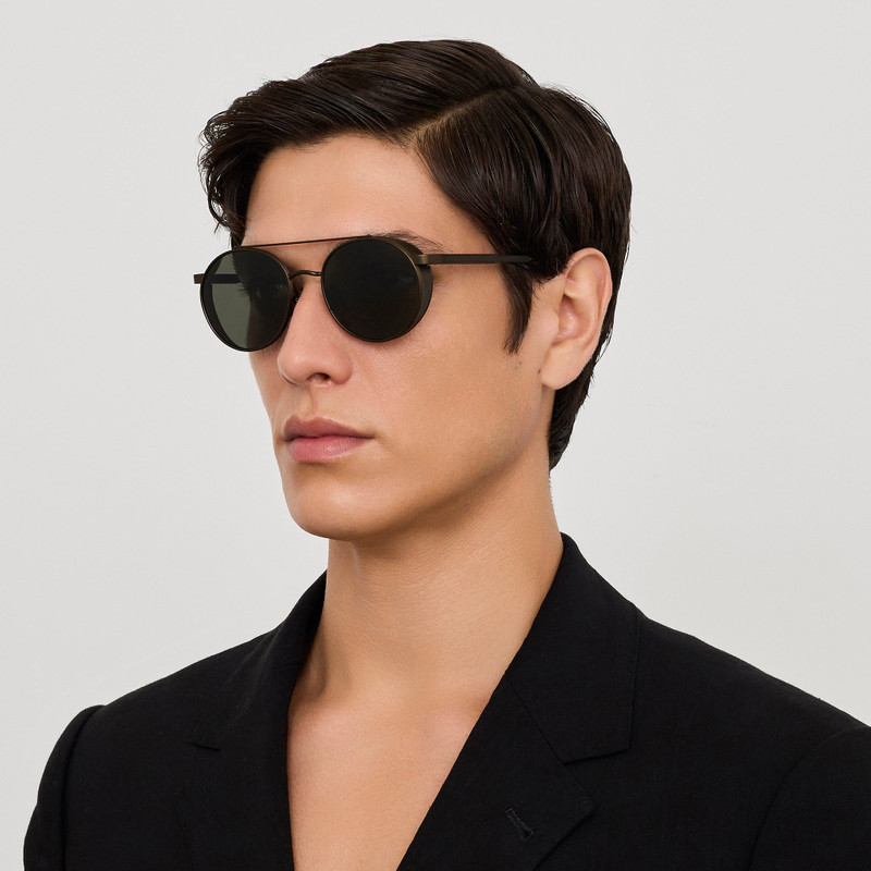 LINDA FARROW Conor Sunglasses in Matt Nickel outlook