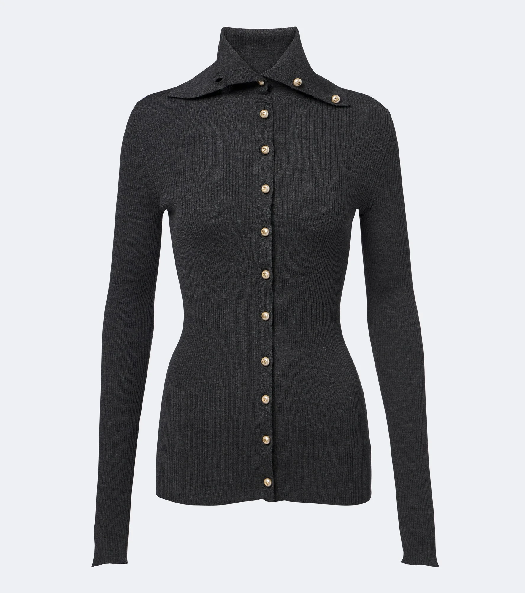 Embellished ribbed-knit wool cardigan - 1