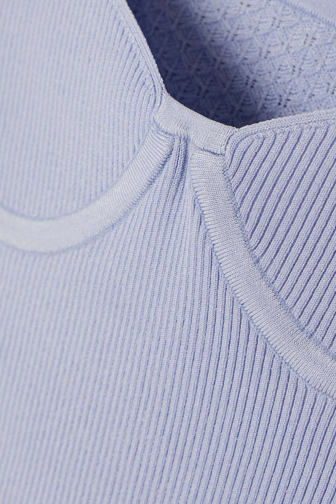 Layered pointelle-knit and ribbed stretch-jersey mini dress - 4