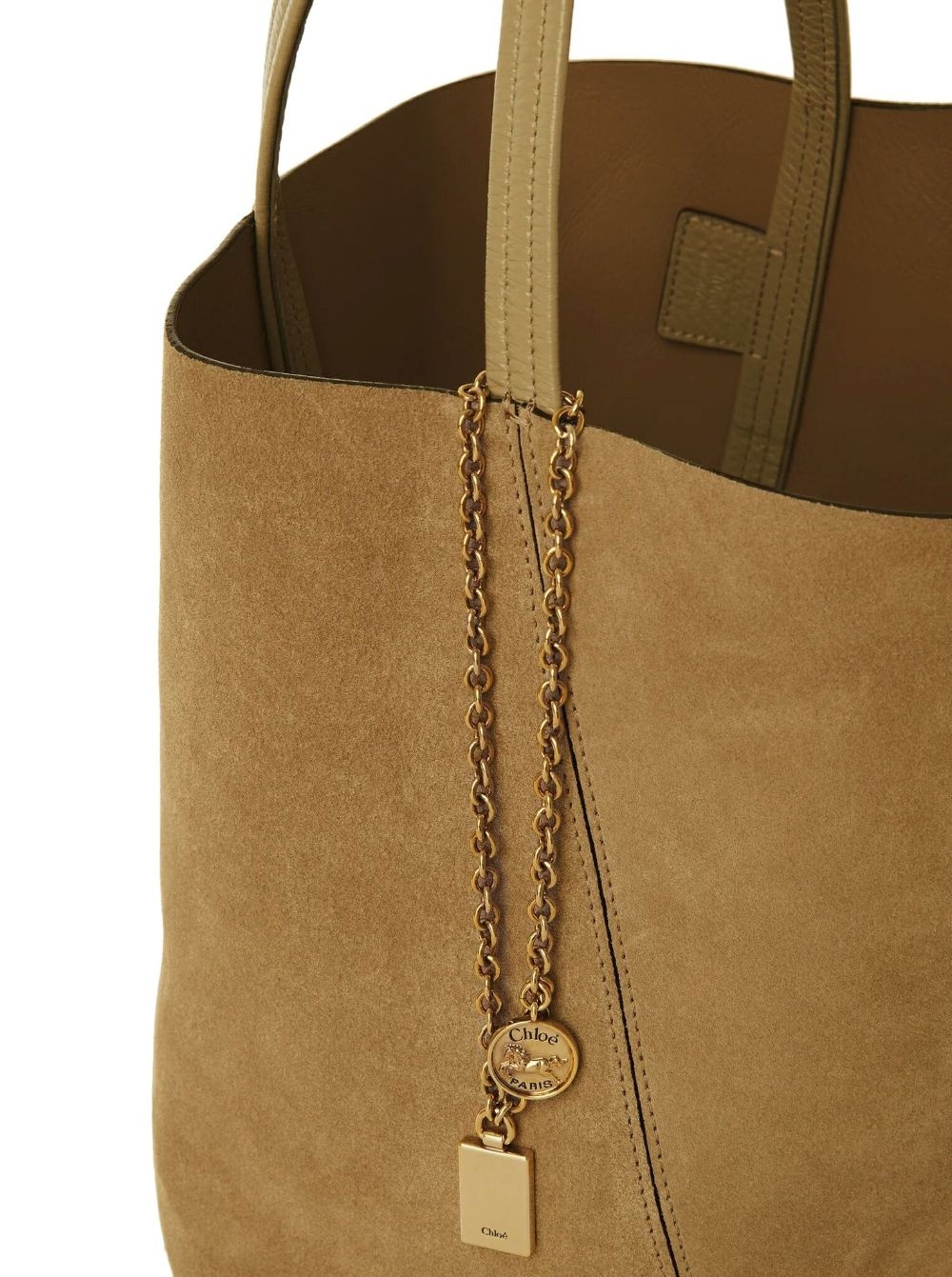 suede panel tote bag - 3