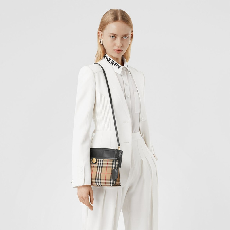 Vintage Check and Leather Society Clutch 3