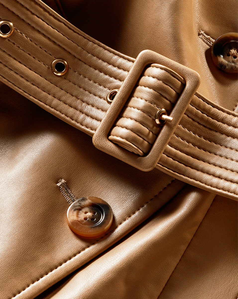 CONNELEY VEGAN LEATHER DICKEY TRENCH COAT - 4