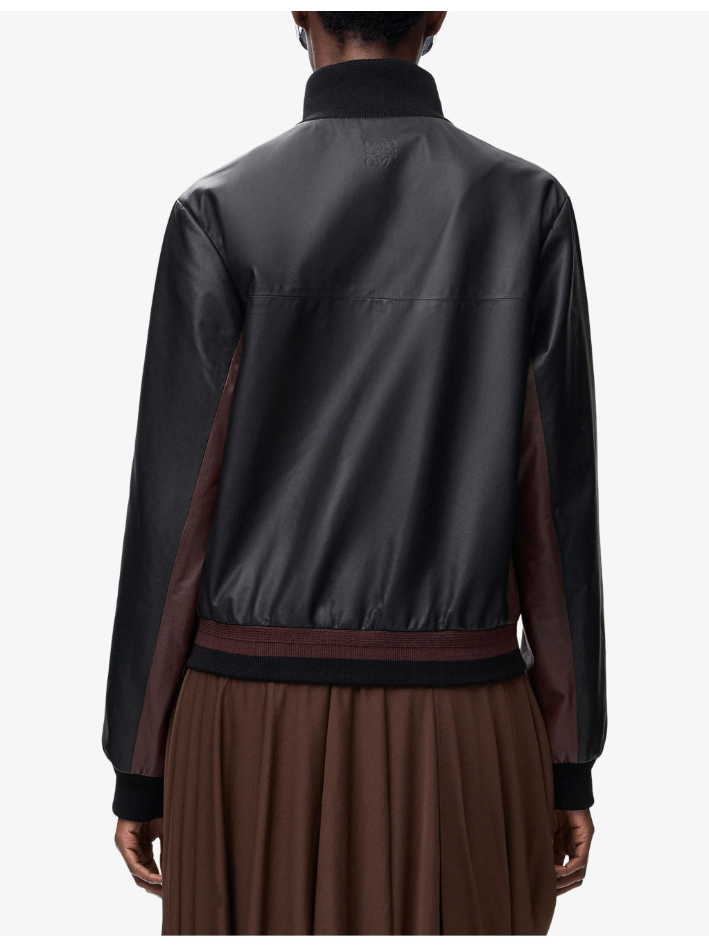 Colour-Block Cropped Leather Jacket - 4