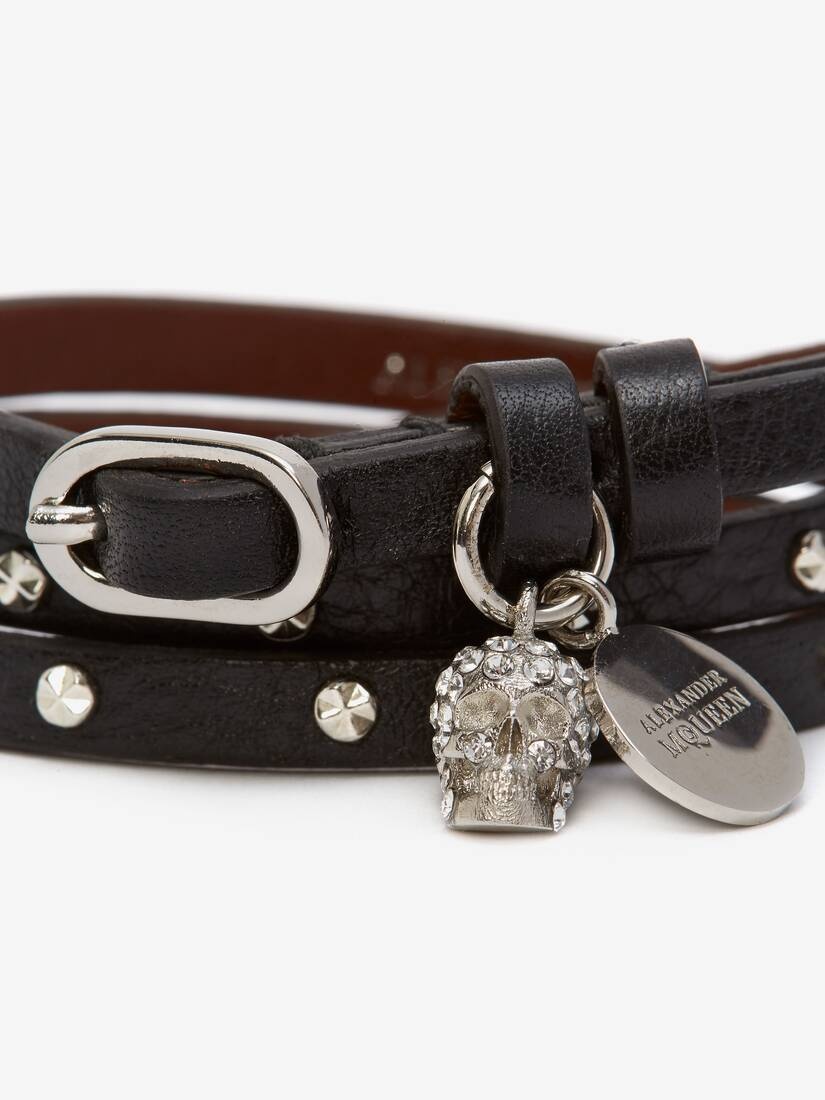 Double-wrap Studded Bracelet in Black - 3