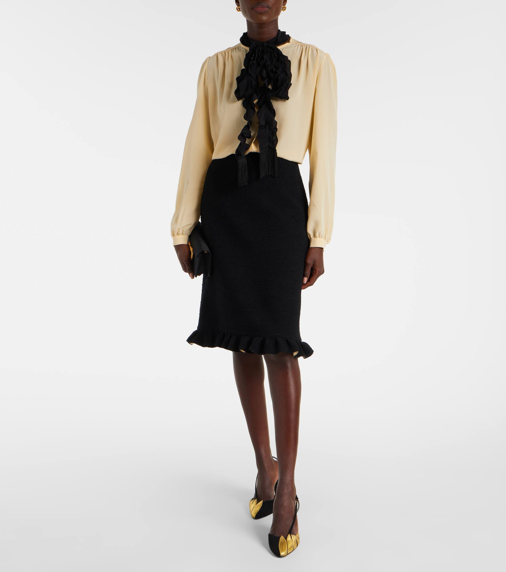 Ruffled silk crêpe de chine blouse - 2