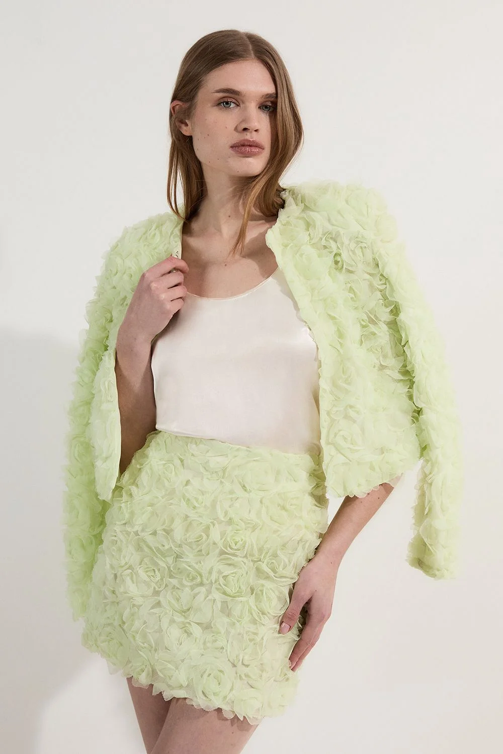 Rosette Texture Woven Mini Skirt - 1