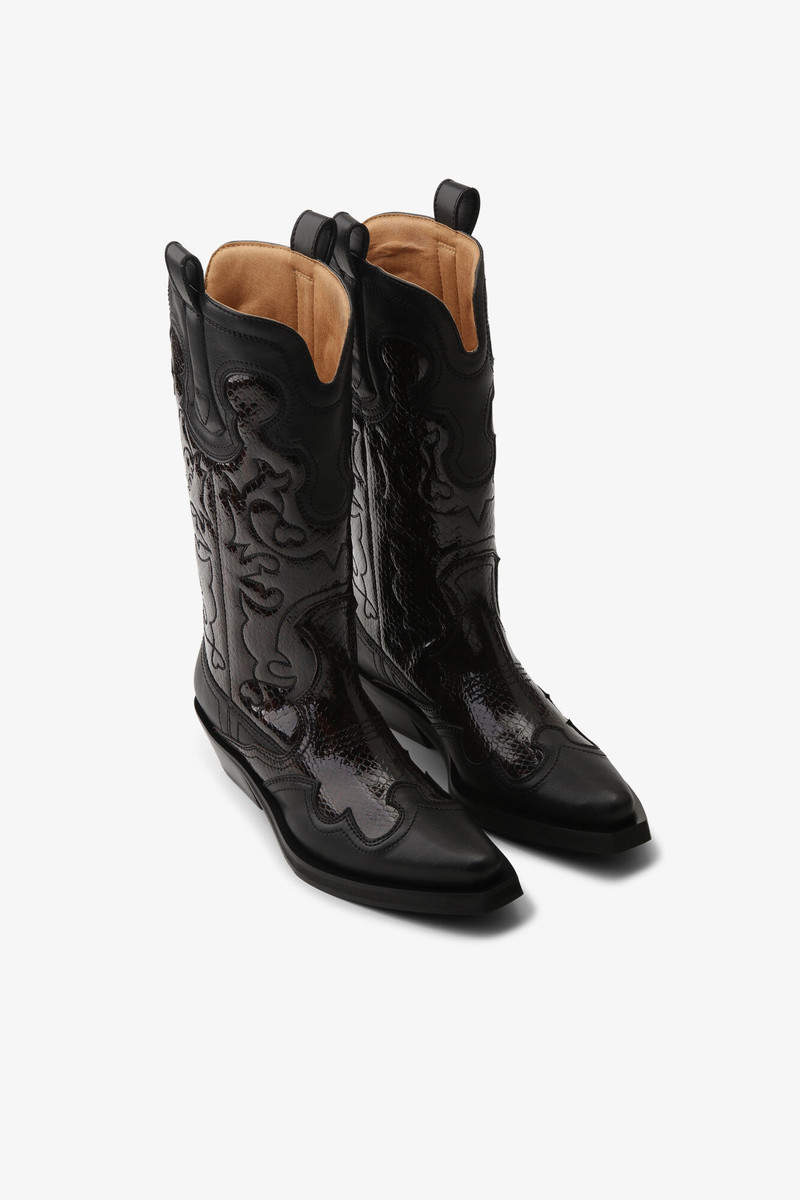 MID SHAFT EMBROIDERED WESTERN BOOTS IN BURGUNDY 2