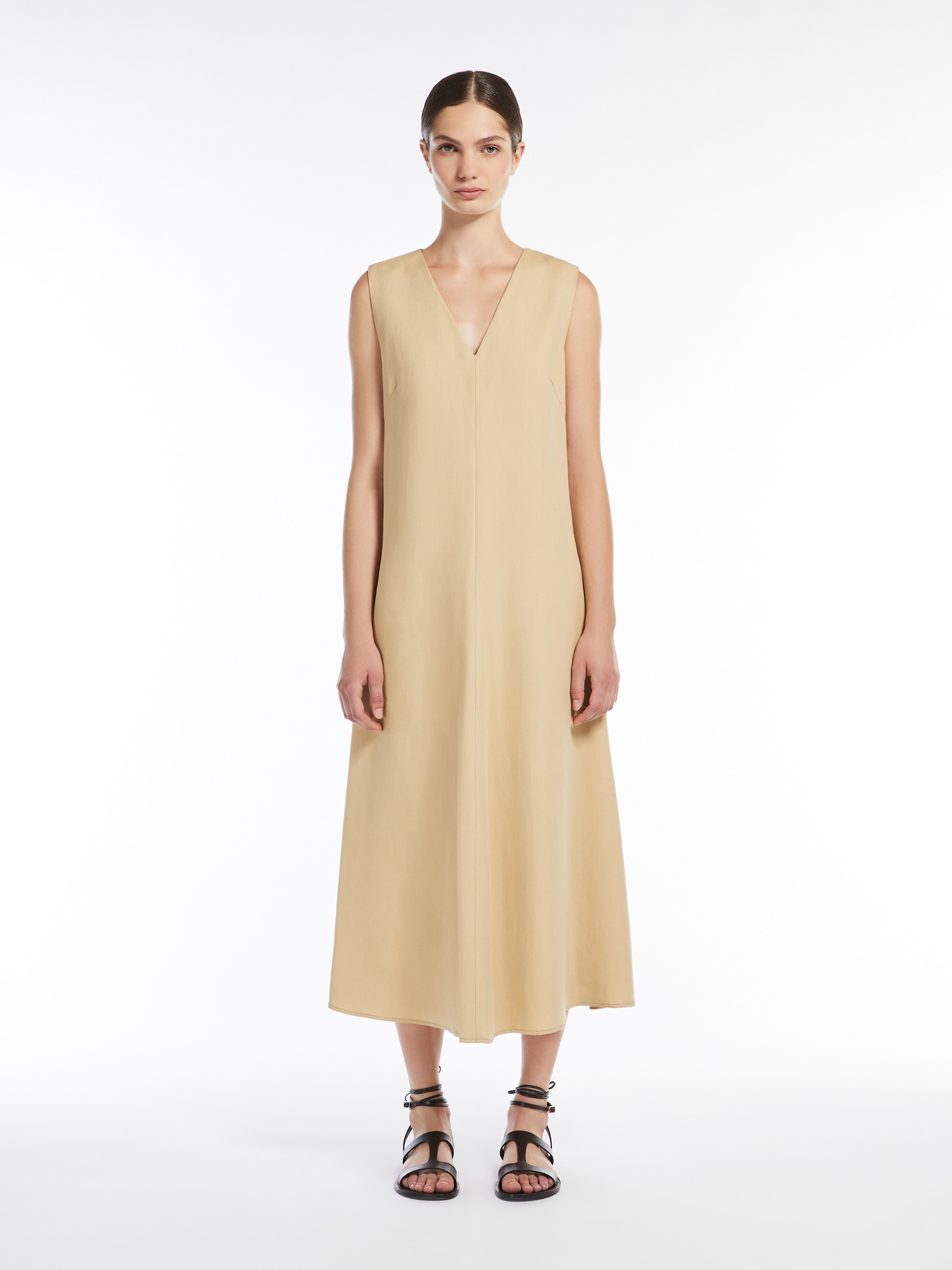 EGOISTA Viscose and linen canvas flared dress - 3