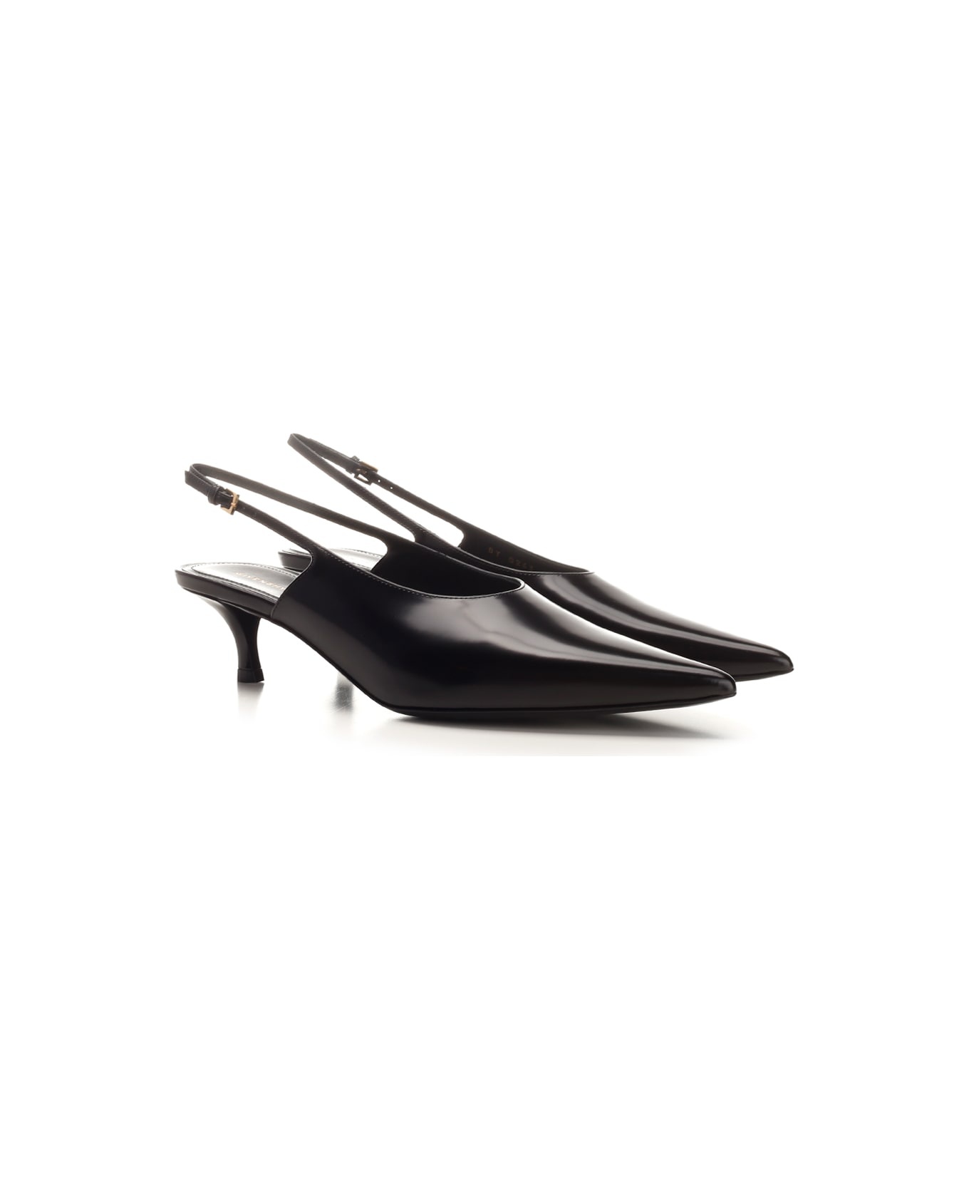 Black Leather Slingbacks - 2