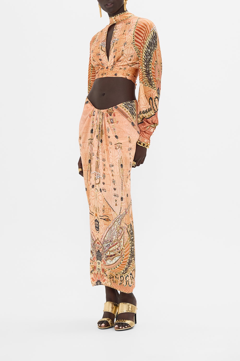 DRAPE FRONT SKIRT WITH SPLIT - 4