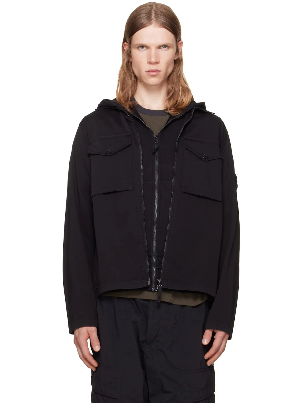 Black 1200010 Cotton Organic Satin Overshirt - 1