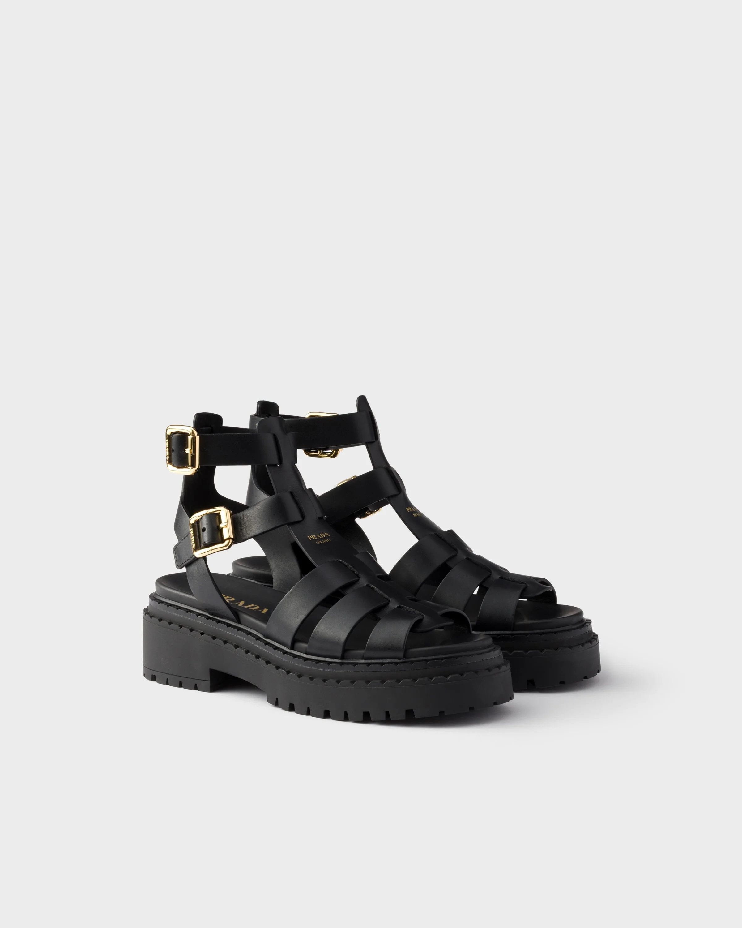 Leather sandals with ankle straps - 1