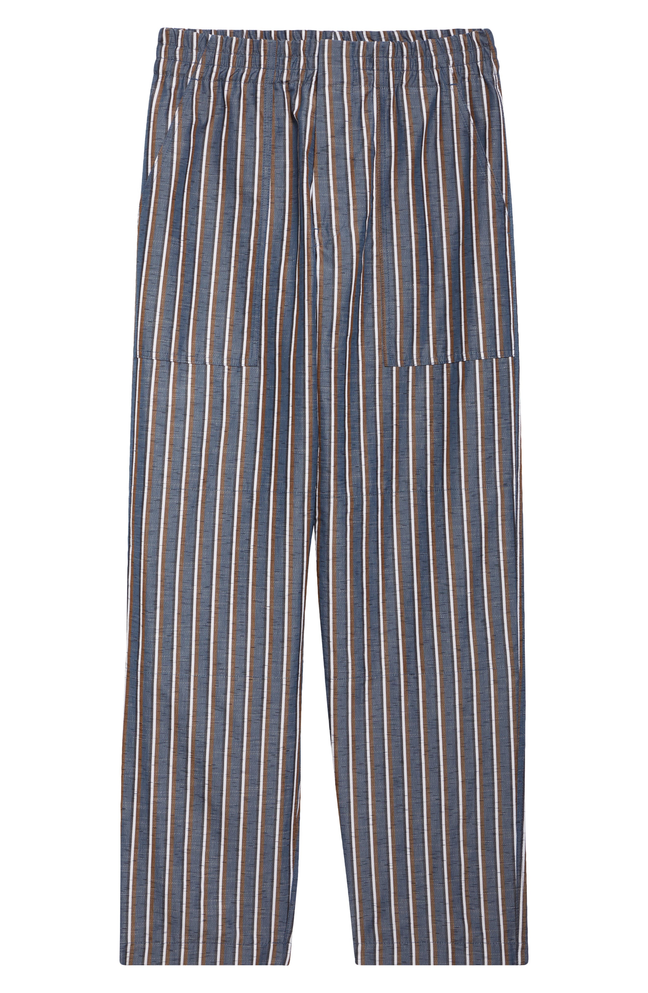 Bottega Veneta Cotton Blend Wide Leg Pants in Blue/Khaki/Black at Nordstrom - 6
