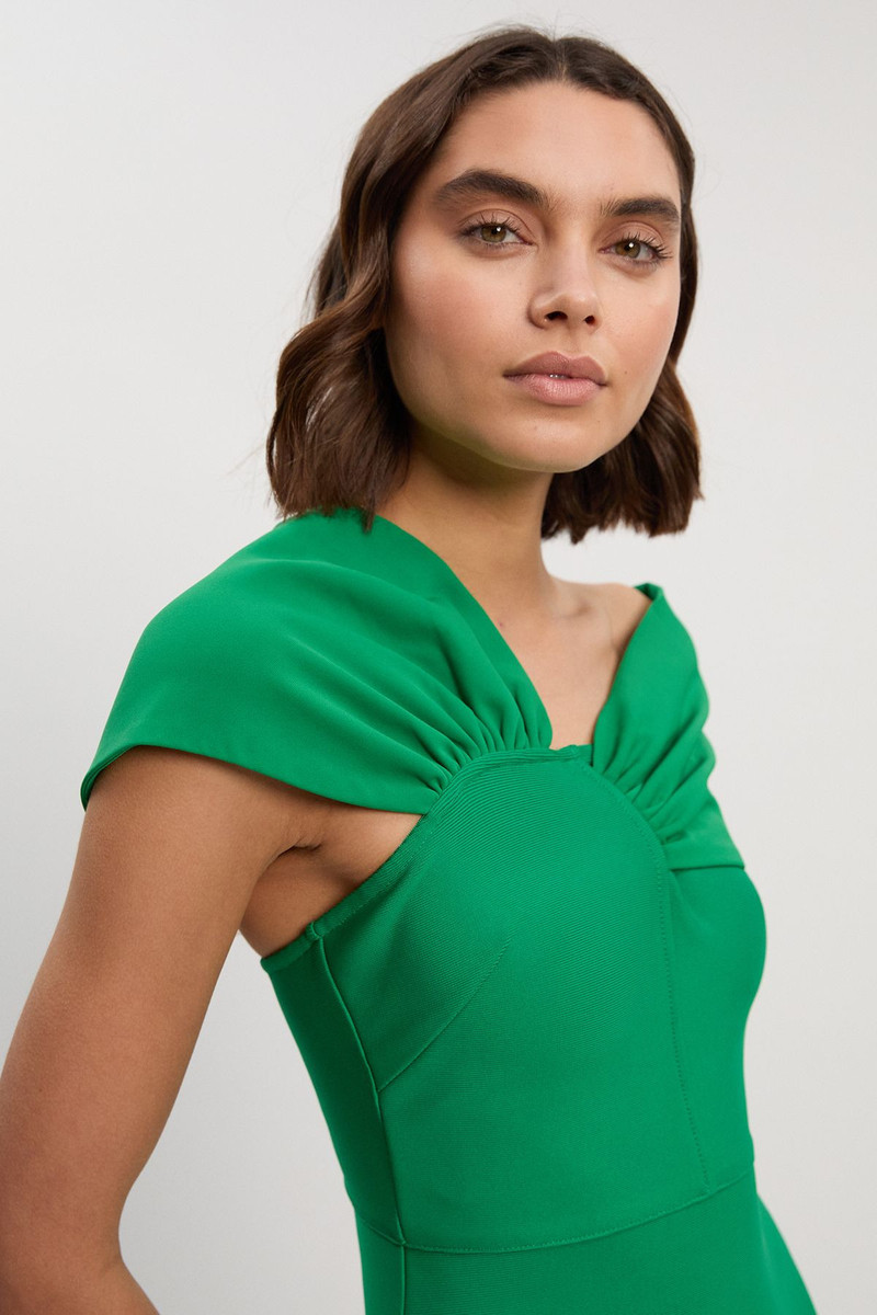 KAREN MILLEN Figure Form Bandage Asymmetric Strap Knit Midi Dress outlook