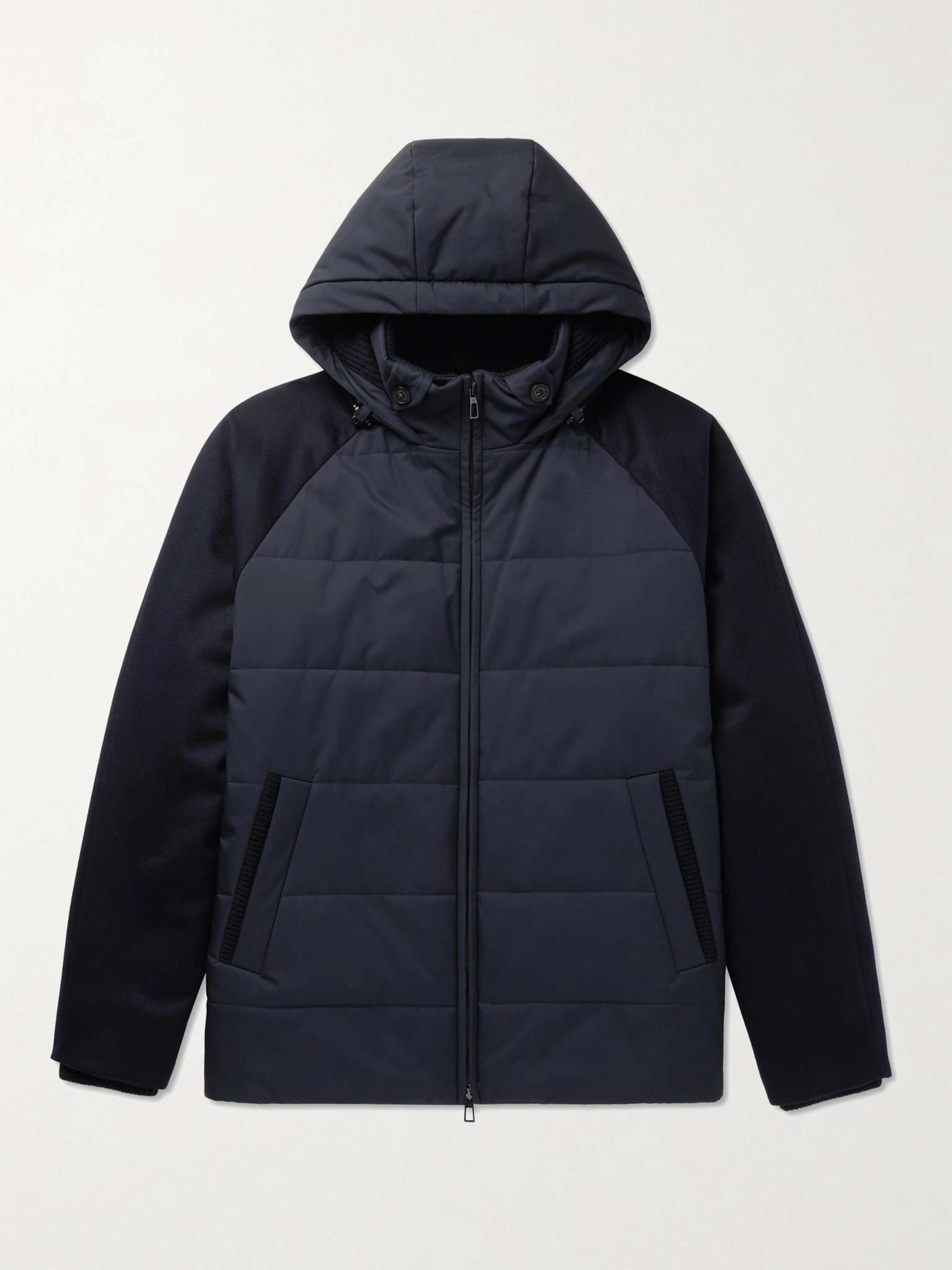 Cashmere-Trimmed Quilted Softshell Hooded Jacket - 1