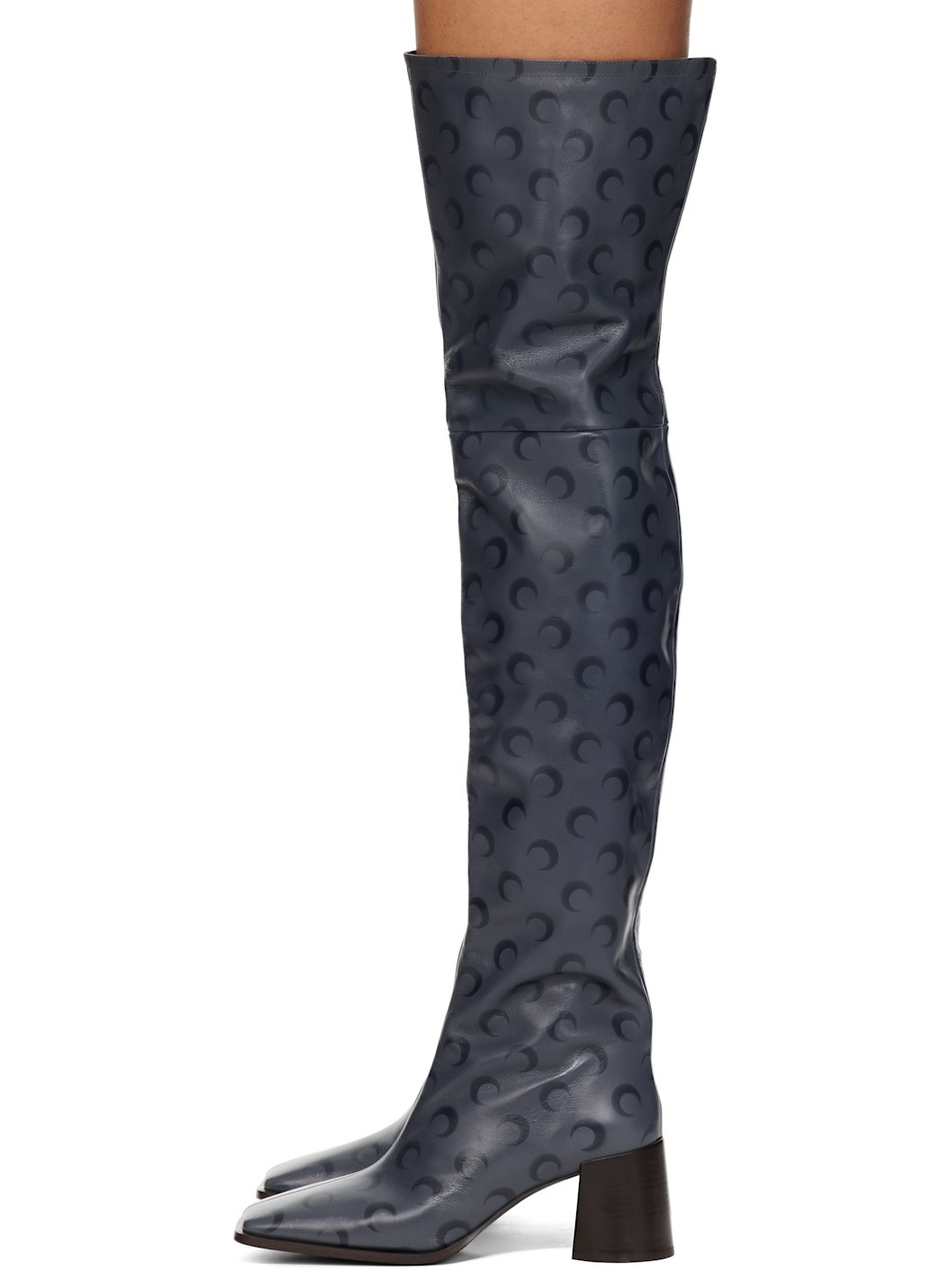 Gray Moon Airbrushed Leather Ms Block High Boots - 3