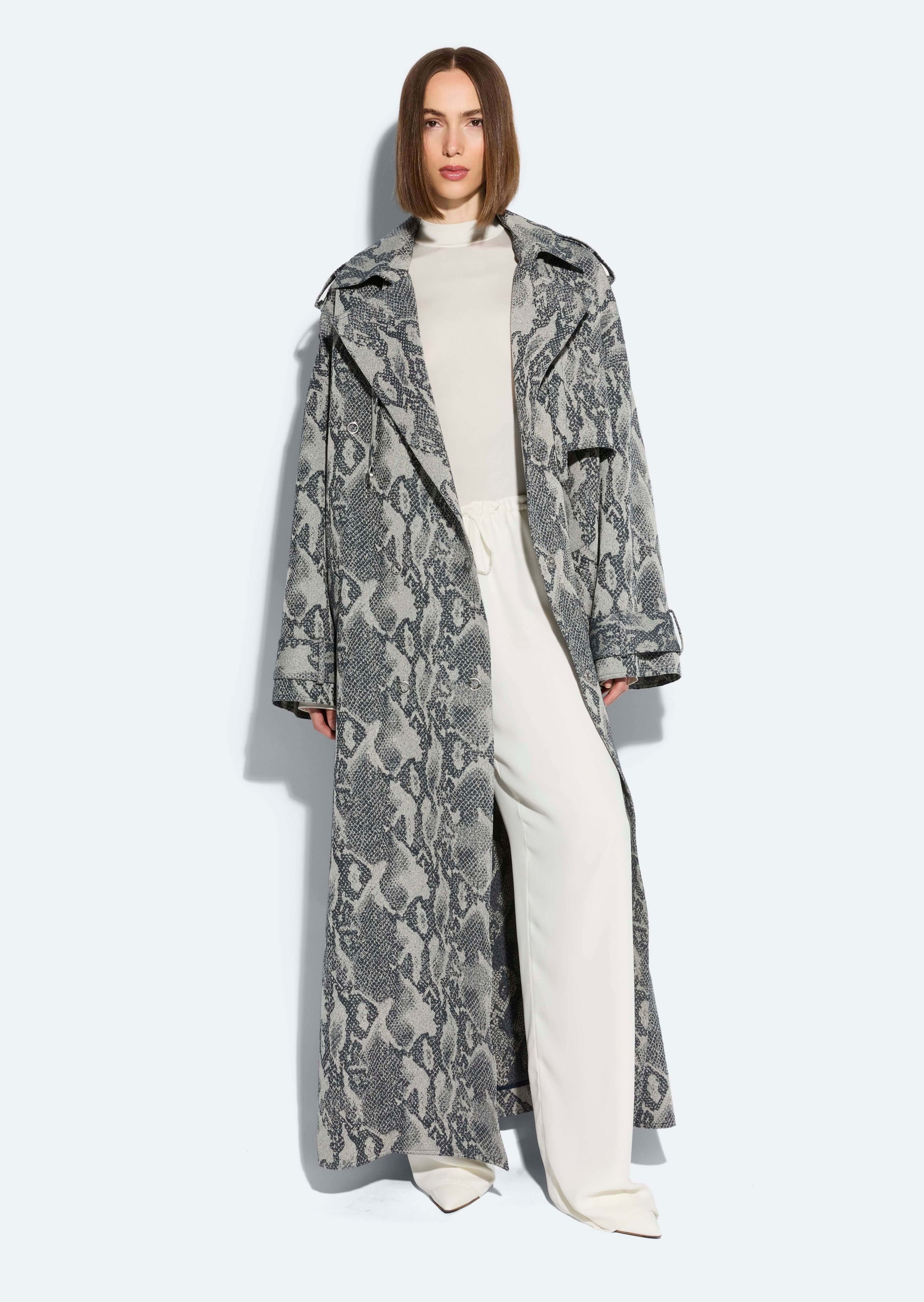 Snake Denim Double Breasted Trench - 3