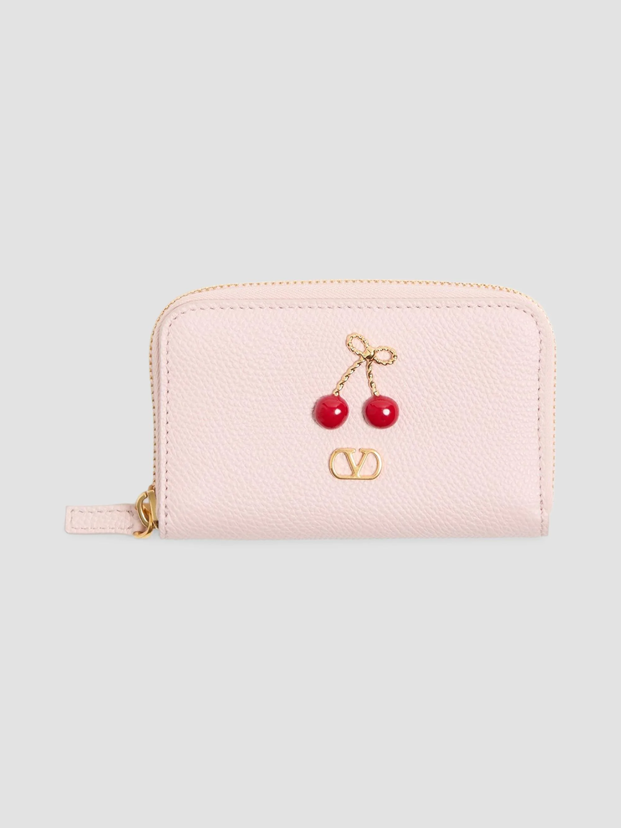 Women's Zip Wallet in Grainy Calfskin - Rose Quartz - 1