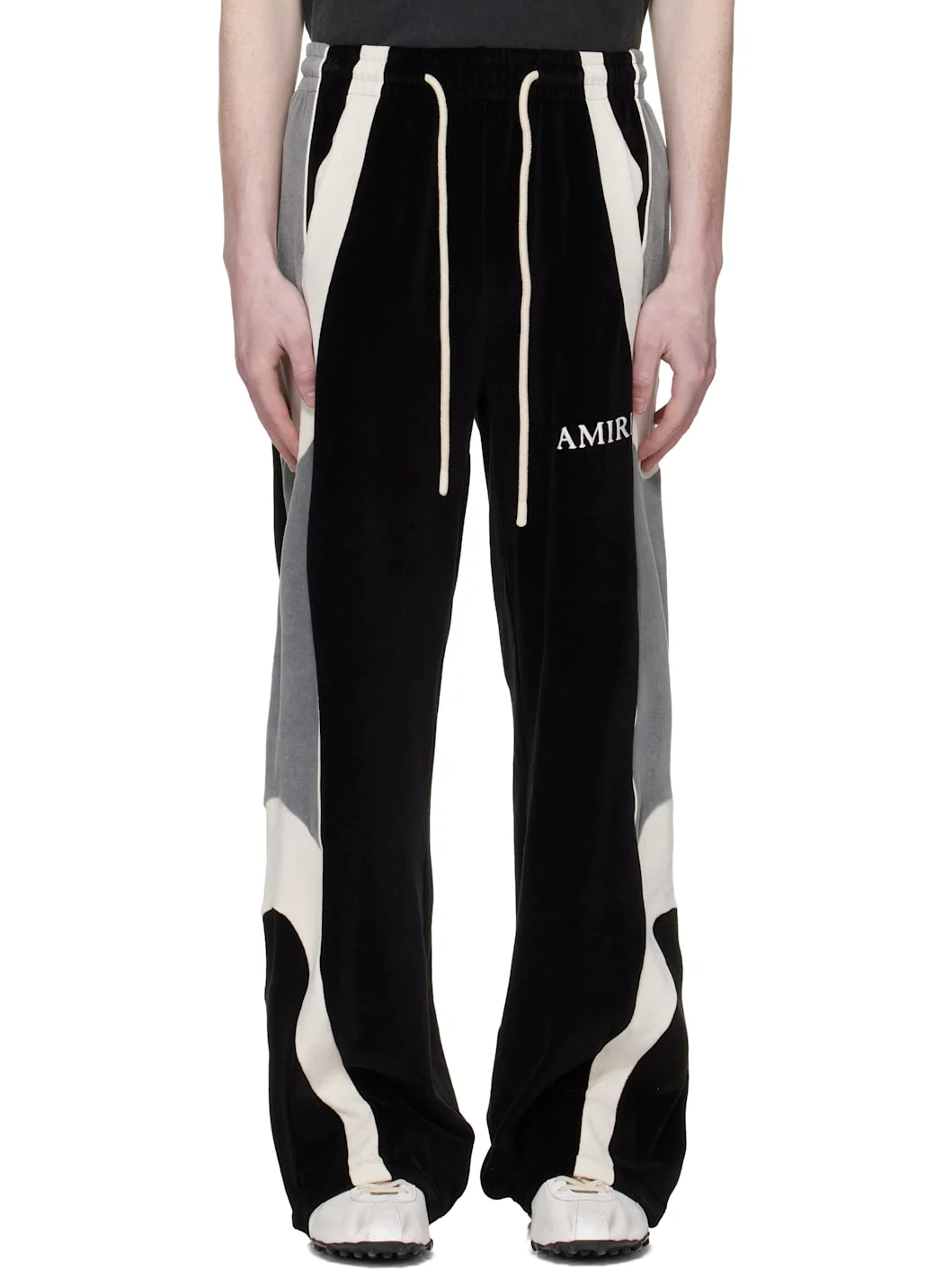 Black Oversized Panel Track Pants - 1
