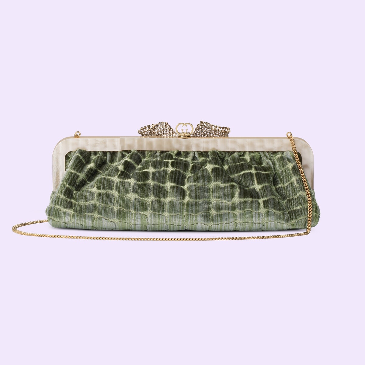 Crocodile velvet jacquard handbag - 4