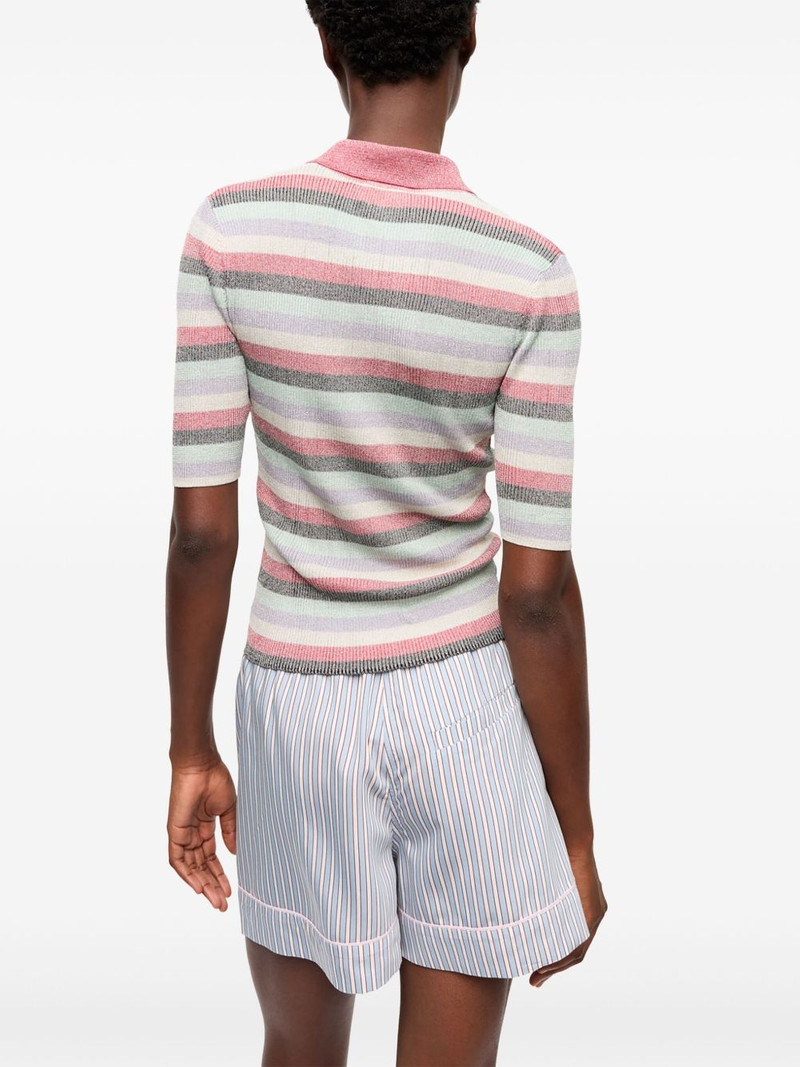 striped lurex-knit polo shirt 4