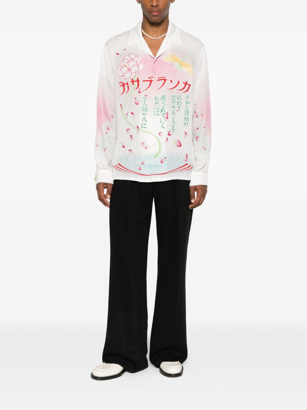 lotus-print shirt - 2