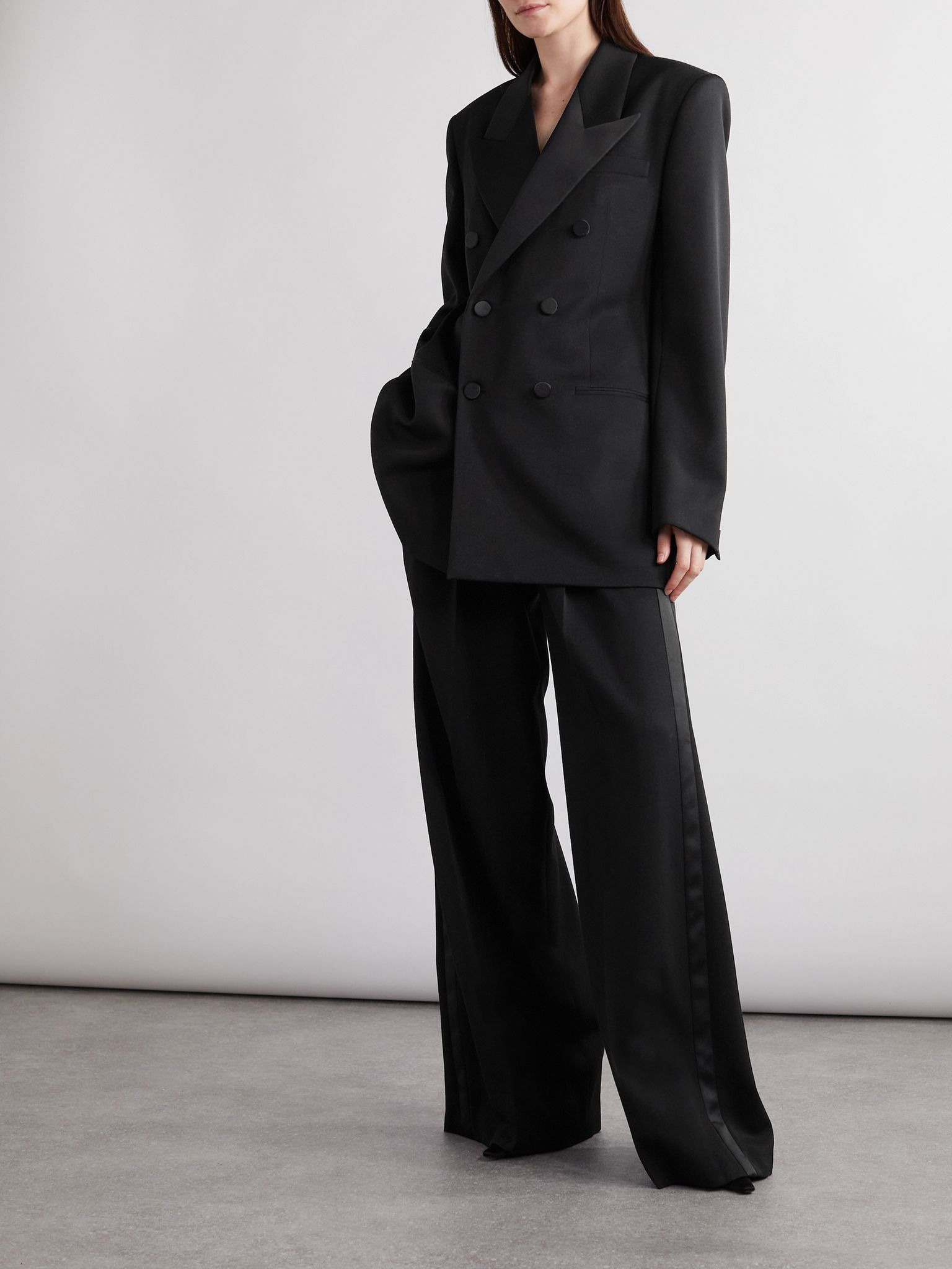 Grain de poudre wool wide-leg pants Black - 2