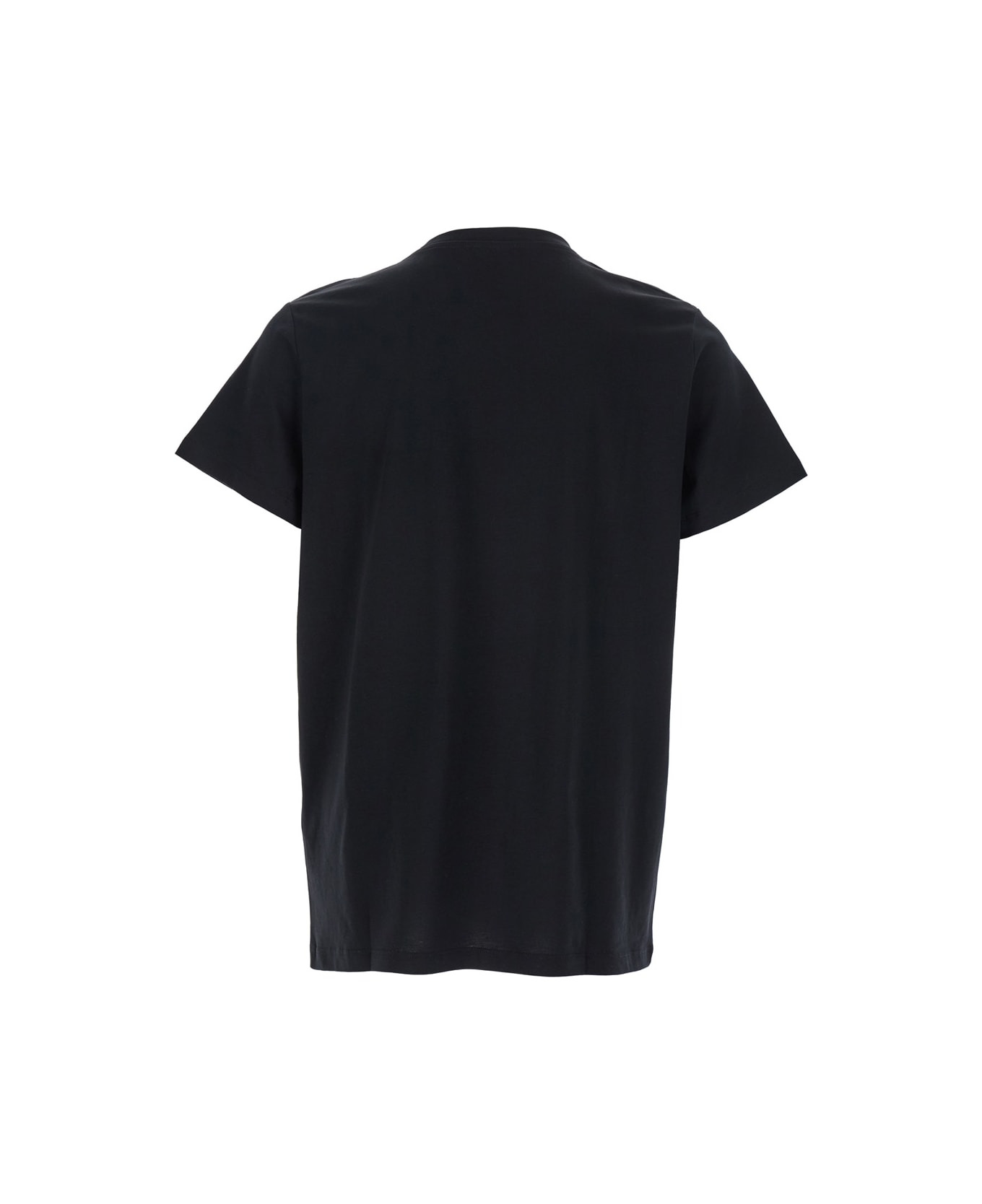 Black Crewneck T-shirt With Logo Print On The Front In Cotton Man - 2