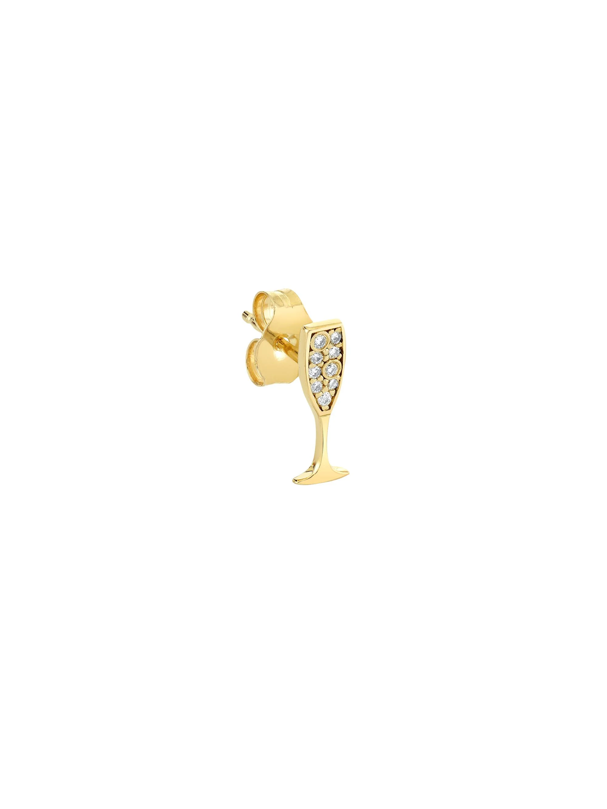 Women's 14K Yellow Gold & 0.07 TCW Diamond Champagne Glass Stud Earring - Yellow Gold - 1