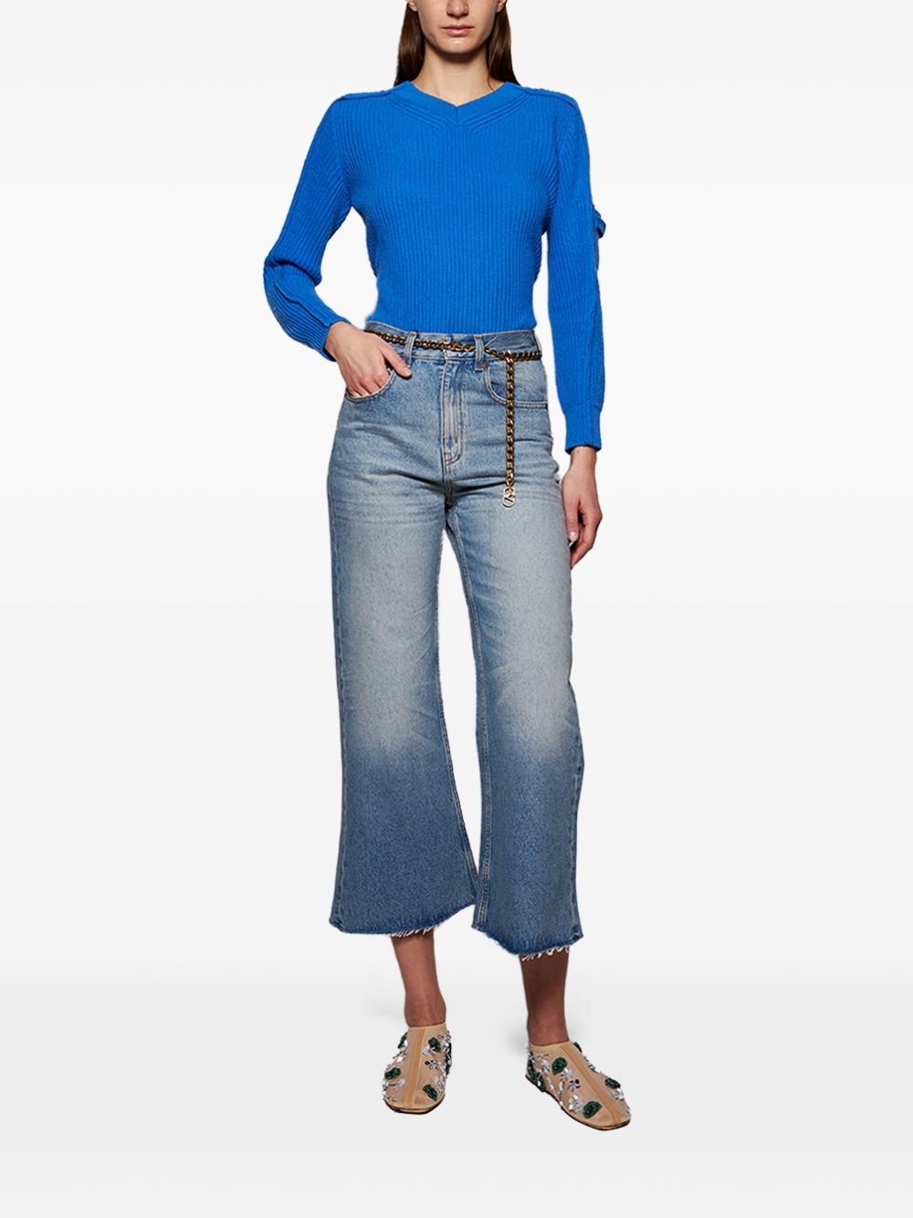 V-neck knitted sweater - 2