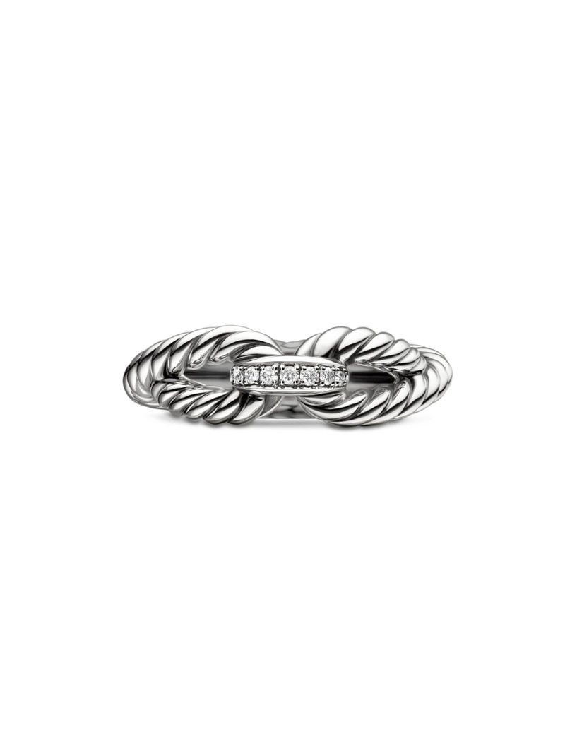 Women's Cable Loop Band Ring in Sterling Silver - Diamond 4