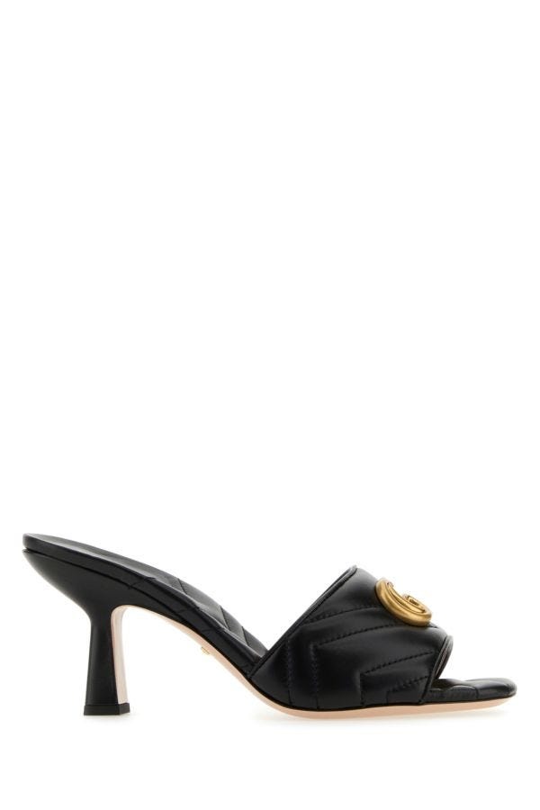 Gucci Woman Black Leather Marmont Mules - 1