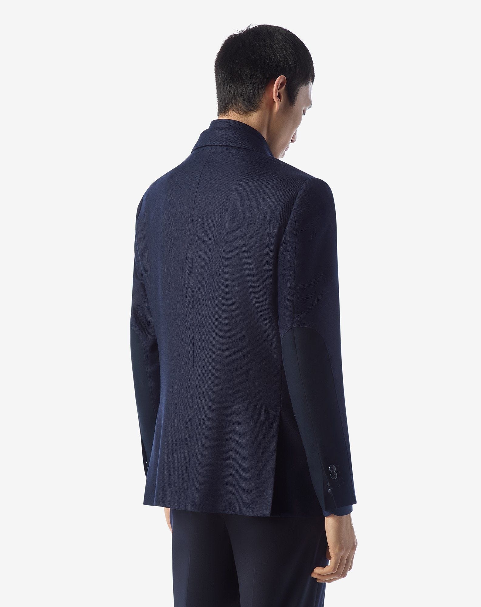 Royal blue silk and wool jacket with vest - 3