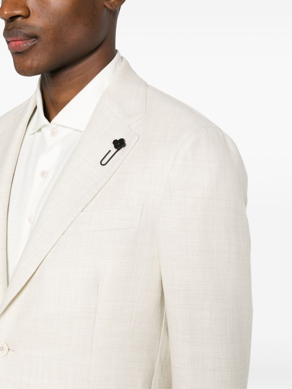basket-weave single-breasted blazer - 5