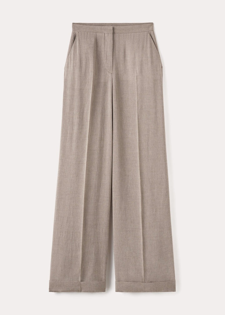 Wide fluid trousers light brown mélange - 1