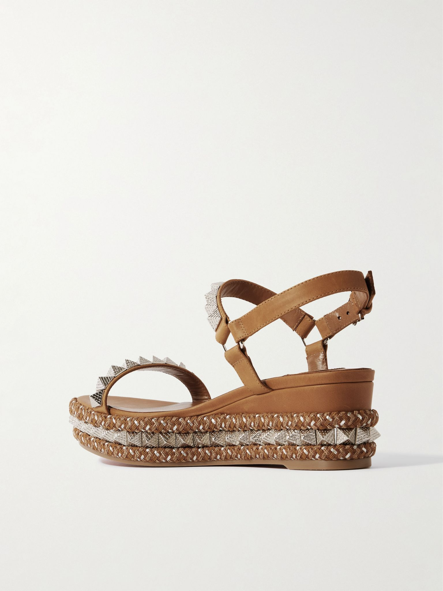 Pyraclou 60 studded leather platform sandals Tan - 3