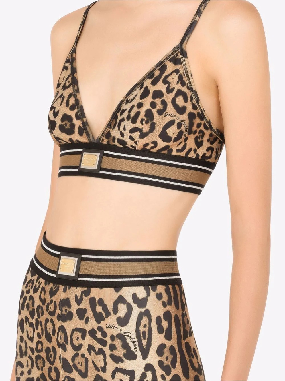 leopard-print cropped tank top - 5