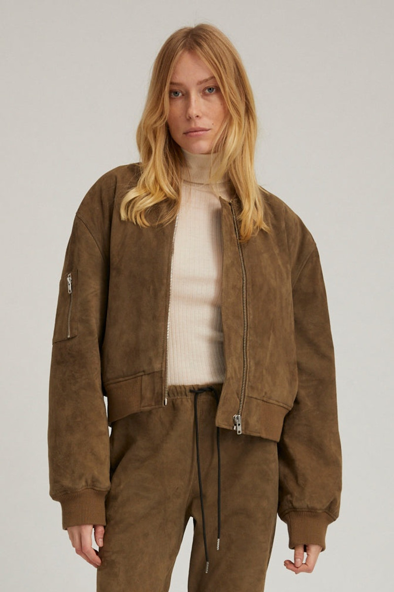 OLIVE SUEDE BOMBER 1