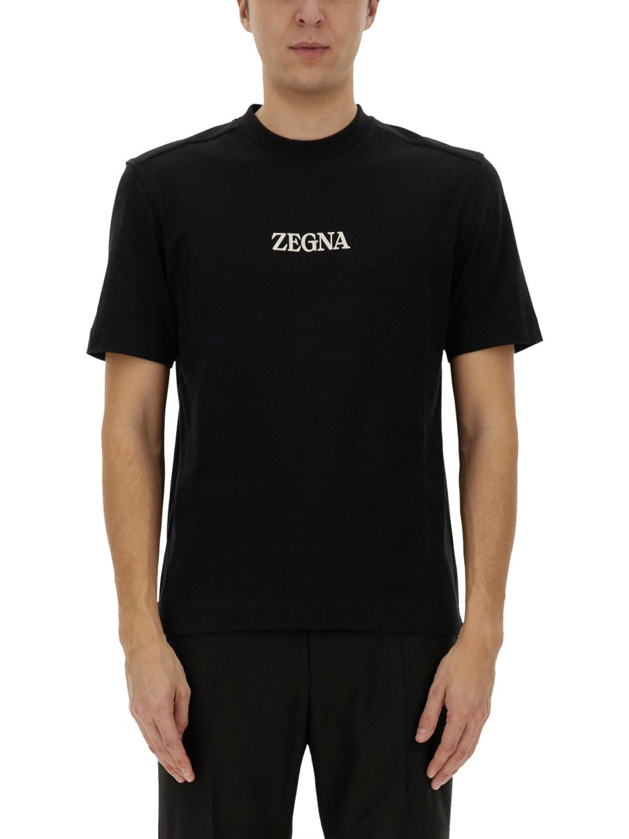T-SHIRT IN JERSEY DI COTONE CON STAMPA LOGO - 1