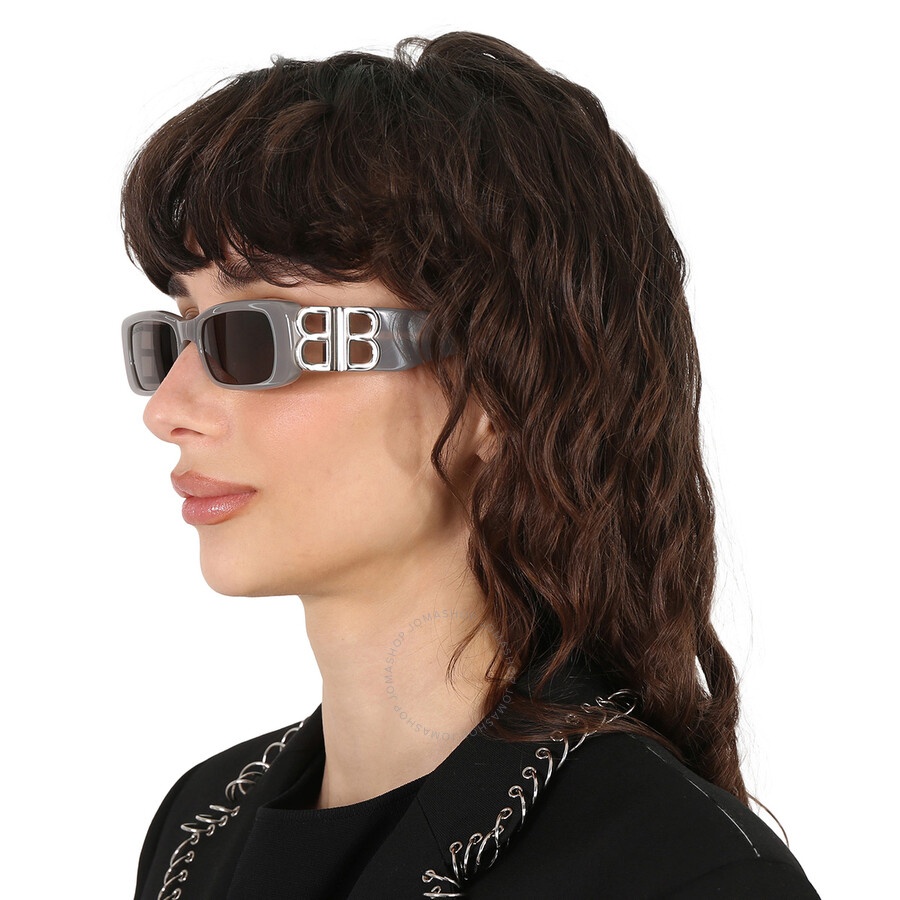 Balenciaga Grey Rectangular Ladies Sunglasses BB0096S 014 51 - 2
