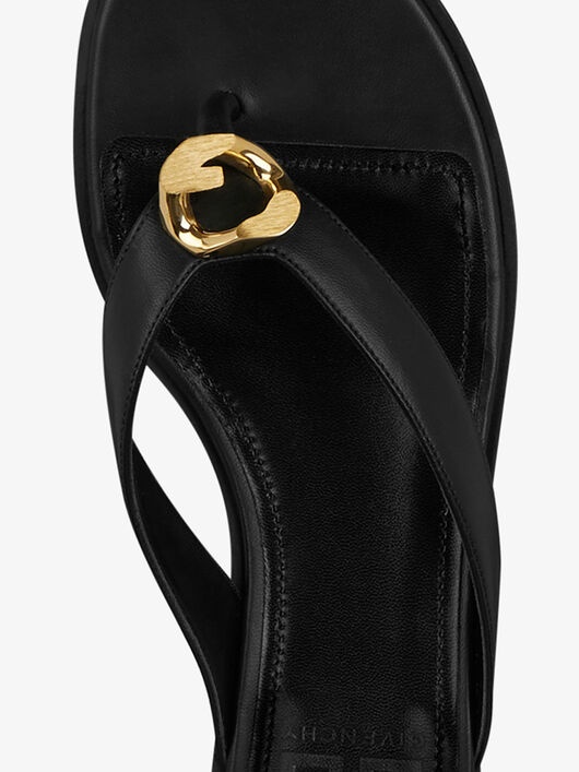 G CHAIN BUCKLE SANDALS IN LEATHER - 6