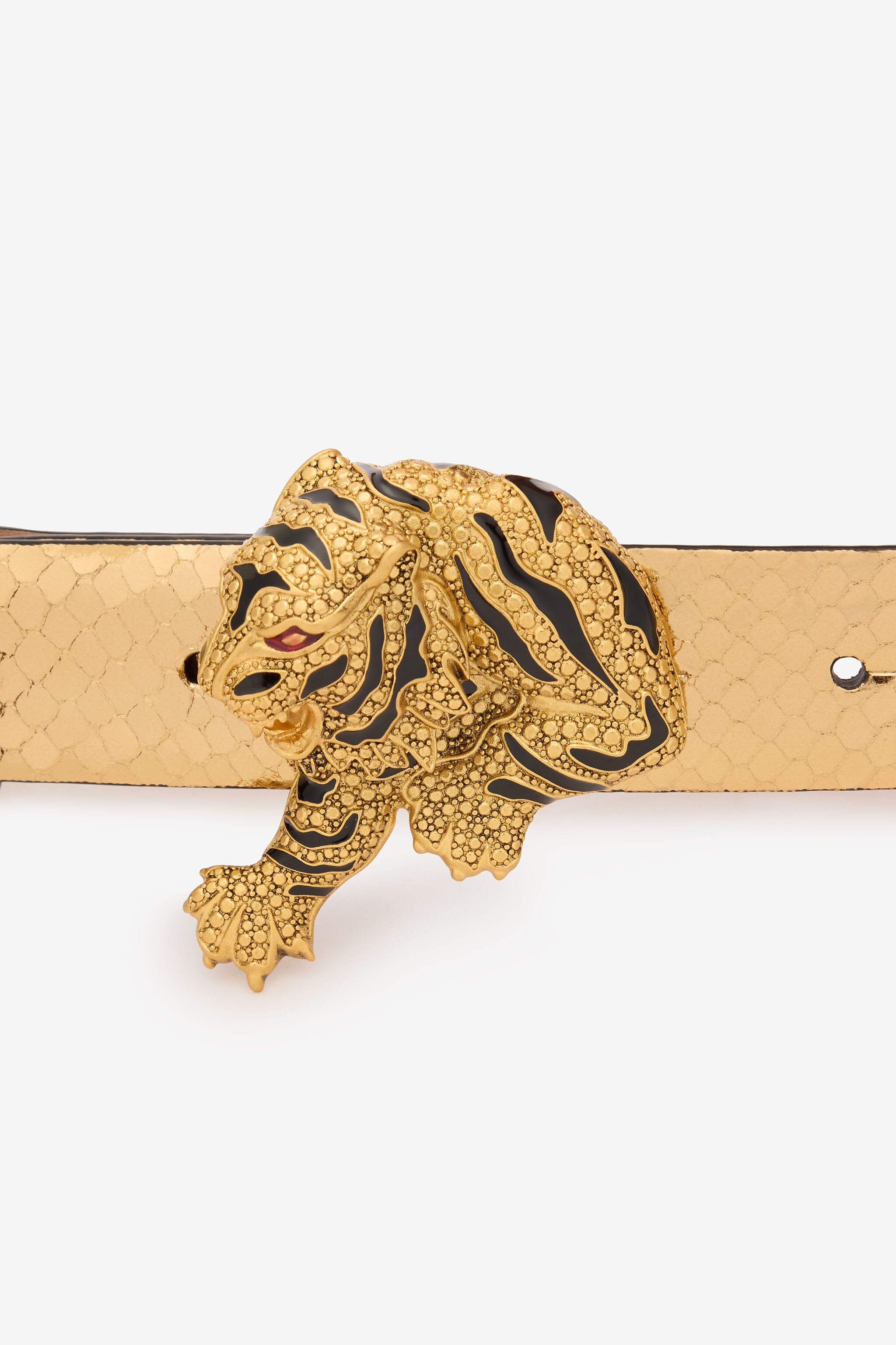 Snake Print And Tiger Jewel Belt - 4