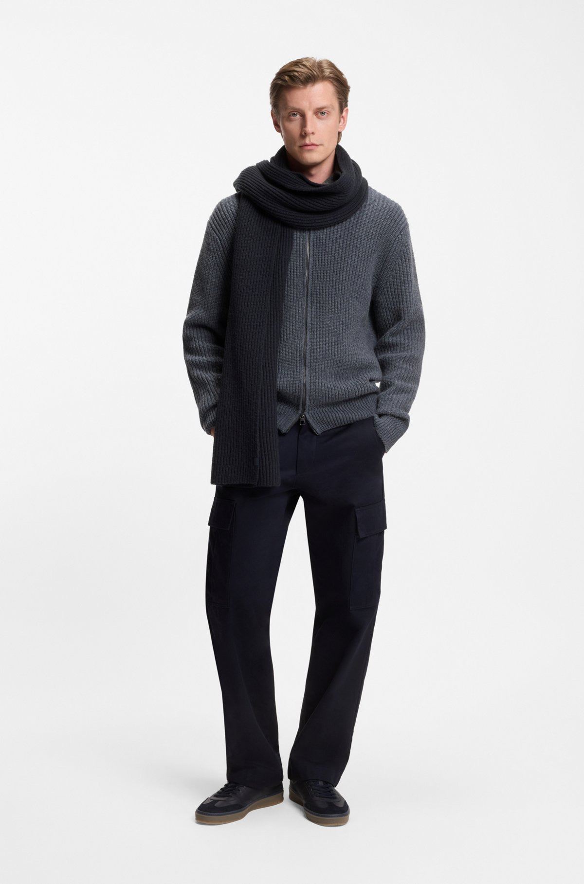 BECKHAM X BOSS SCARF IN VIRGIN WOOL AND CASHMERE - 2