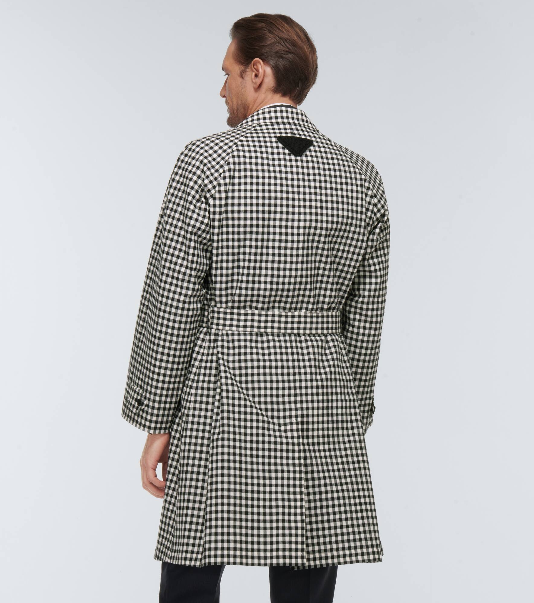 Checked cotton trench coat - 4